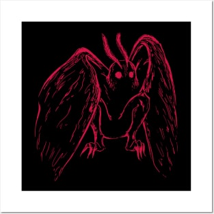 Scary Red Mothman Posters and Art